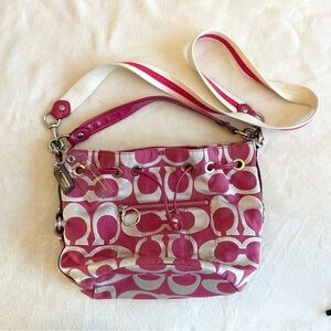 Y2K Coach pink Poppy Signature satchel cinch bag